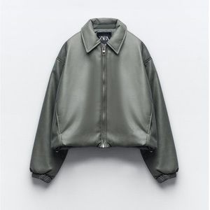 NWT Zara leather bomber jacket
